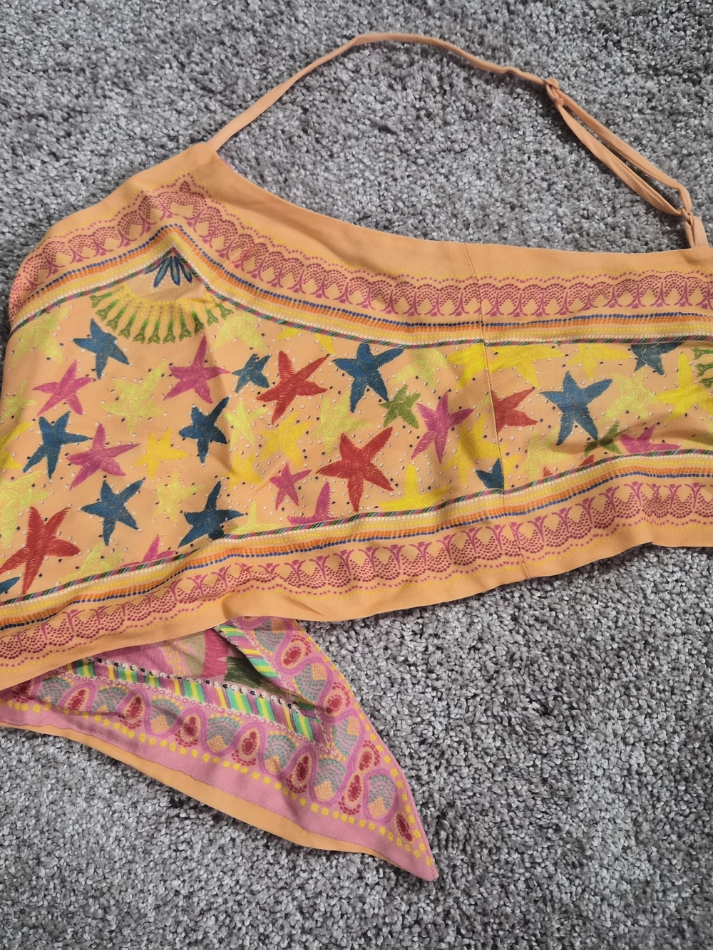 FARM Rio Pink & Yellow Printed Wrap Crop Top - Picture 3 of 7